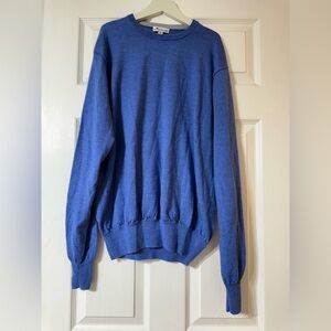 Peter Millar Sweater Mens Large Blue Long Sleeve Golf Pullover Merino Wool Silk